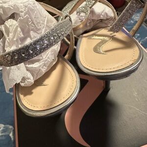 Vera Lee Sparkling Silver Strappy Heels